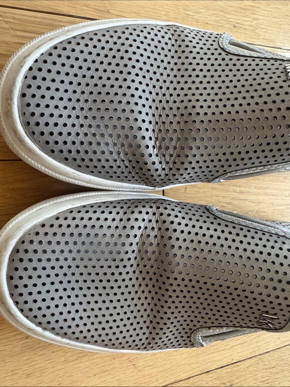 Michael Kors Gray Perforated Slip-On Loafers - Picture 2 of 6